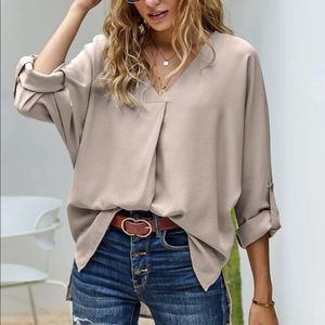 BEIGE V-NECK BLOUSE | SMALL [4]